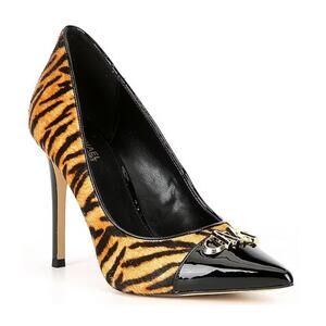 NEW MICHAEL Michael Kors Parker Tiger Print Calf Hair and Leather High Heel Pump
